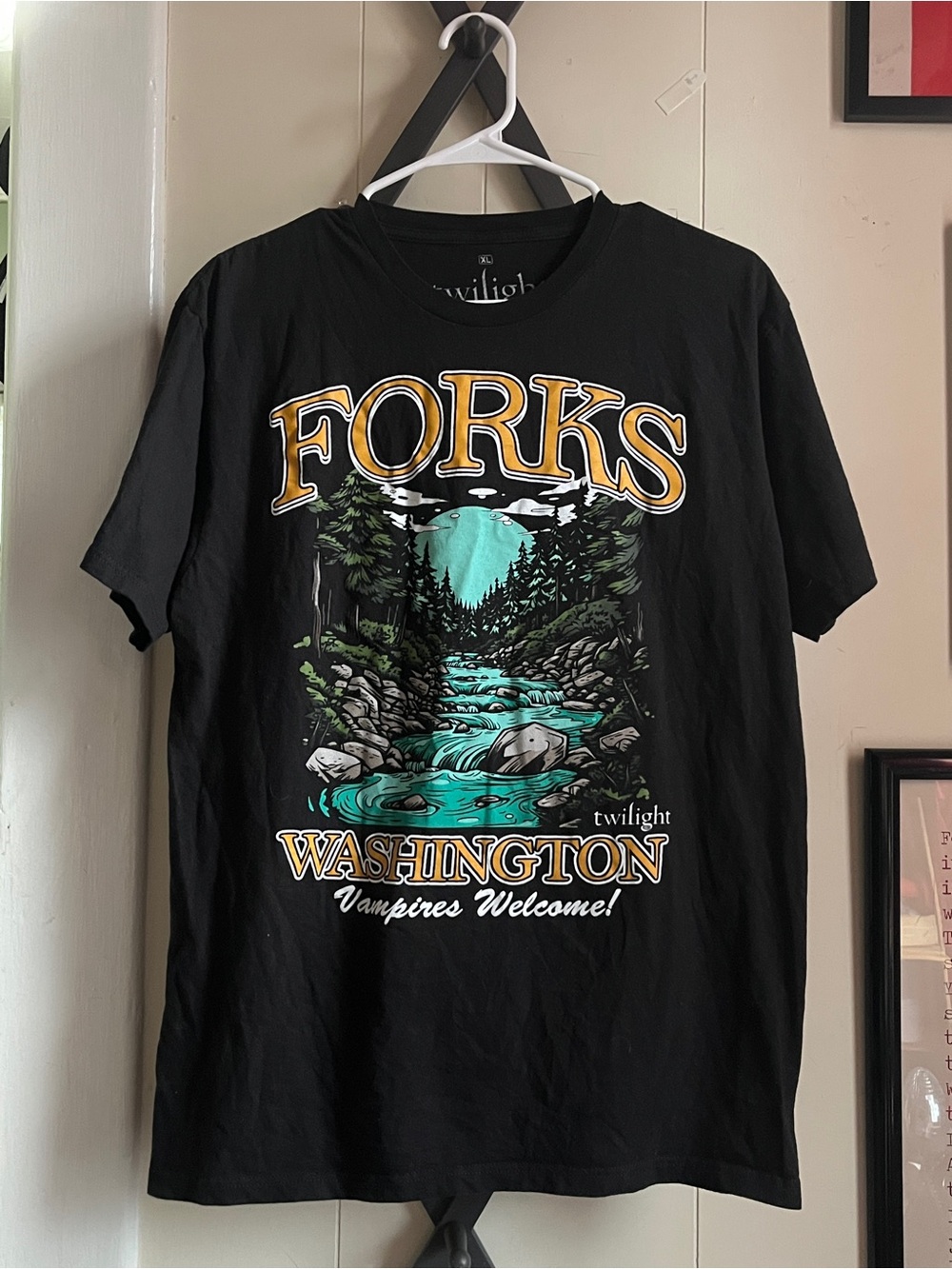 Ripple Junction Black Forks Washington Graphic Tee with Turquoise River
